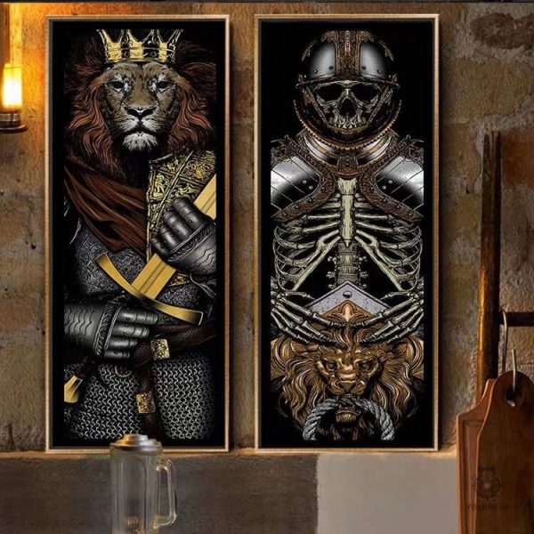 Décoration murale chevaleresque avec affiches artistiques