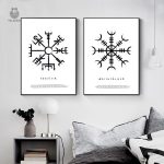 Affiche Viking Vegvisir au design traditionnel scandinave