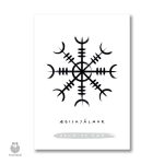 Art mural Viking illustrant le Vegvisir, guide spirituel nordique