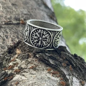 Anneau Boussole Viking en métal décoratif unique