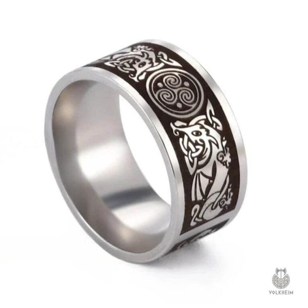 anneau-celtique-loup-triskell-1 Anneau Celtique Loup et Triskell en argent
