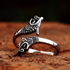 Bague ajustable Dragon inspirée des Vikings