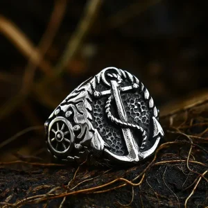 Bague ancre en métal avec design marin élégant