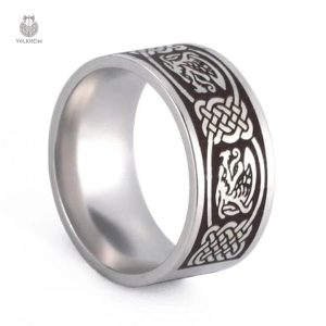 Bague Celtique Aigle Entrelacé en métal argenté