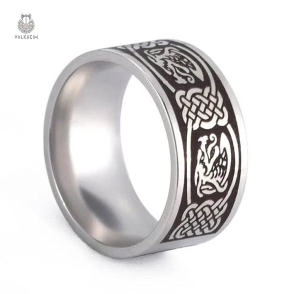 Bague Celtique Aigle Entrelacé en métal argenté
