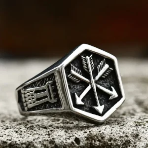 Bague Flèches du Guerrier en métal argenté