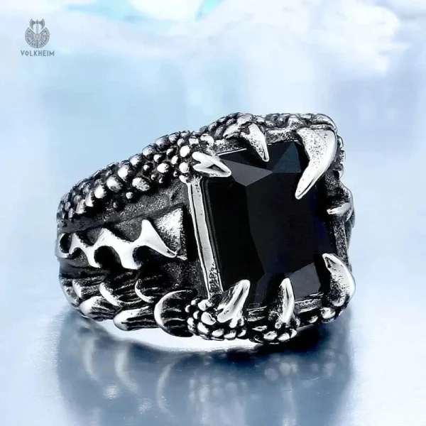 bague-griffes-dragon-pierre-carree-1 Bague Dragon avec Pierre Carrée en forme de griffe