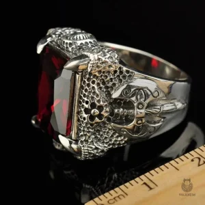 Bague Dragon avec Pierre Rectangulaire en Griffes