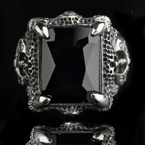 Bijou Bague Dragon design griffe avec gemme