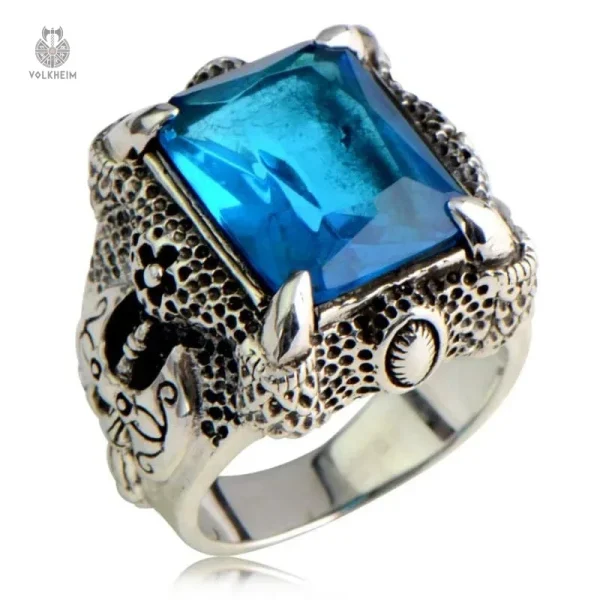 Bague artistique avec motif de dragon et pierre