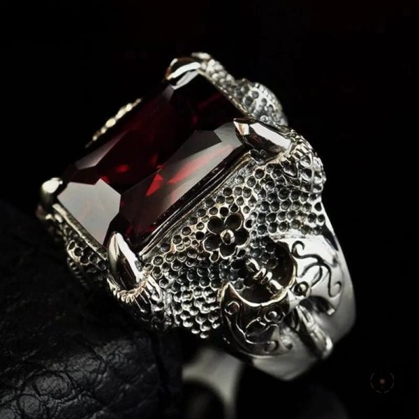 Bague unique Dragon en métal avec pierre