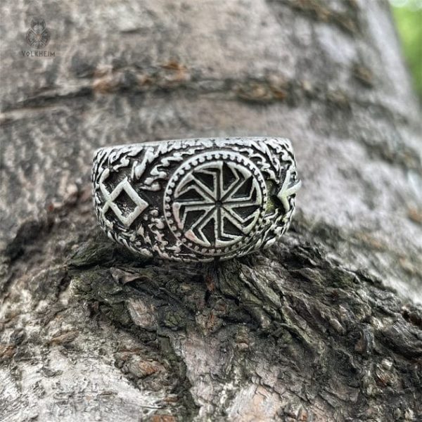 Bague Viking au motif Kolovrat, artisanat nordique