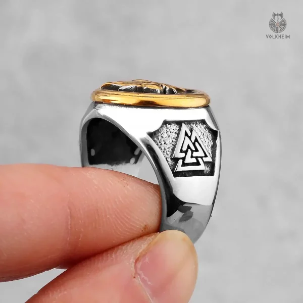 Bague loup viking avec motif animal