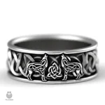 Bague Viking Loup en métal au design inspiré des motifs nordiques