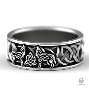 Bague en forme de loup, symbole de force viking et d'héritage