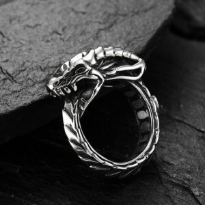 Bague Ouroboros en forme de dragon viking, design unique