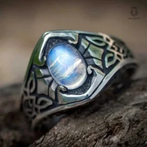 Bague en pierre de lune artisanale, reflet doux et apaisant