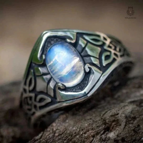 Bague en pierre de lune artisanale, reflet doux et apaisant