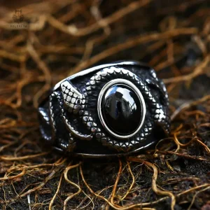 Bague serpent viking élégante en métal sculpté