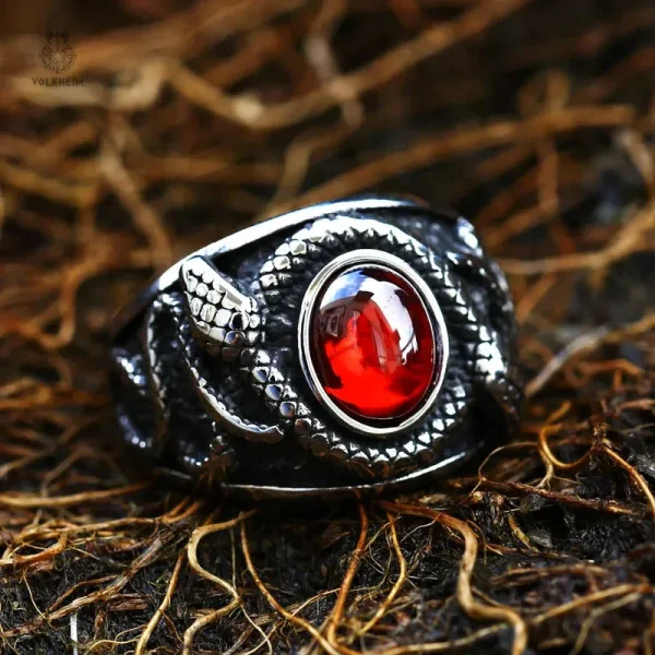 Bague serpent vikings avec motifs nordiques distinctifs