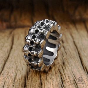 Bague crâne L'armée squelette design unique en métal