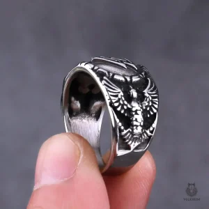 Bague Viking ornée de motifs Valknut et corbeaux