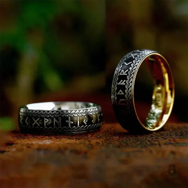 Bague en argent avec finitions artisanales, style viking