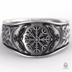 Bague Viking avec symbole Vegvisir, design authentique