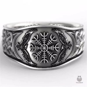 Bague Viking avec symbole Vegvisir, design authentique