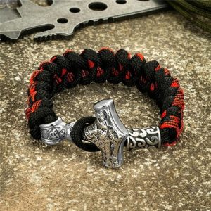 Bracelet Viking Argenté Mjolnir en corde
