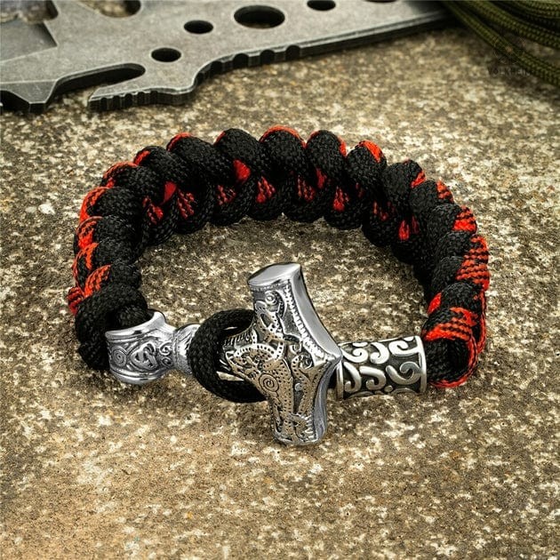 Bracelet Viking Argenté Mjolnir en corde
