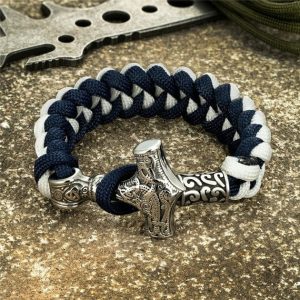 Corde Viking avec symbole Mjolnir en argent