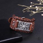 Bracelet Viking en cuir avec motif Kolovrat