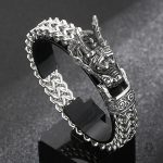 Bracelet Dragon Viking en cuir avec motif dragon