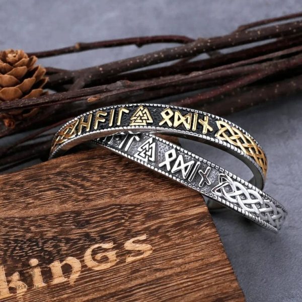 bracelet-rune-valknut-1 Bracelet Viking Valknut en acier et cuir
