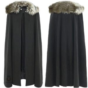 Cape médiévale avec col en fourrure pour un look authentique