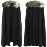 Cape stylée en tissu chaleureux avec col en fourrure sophistiqué