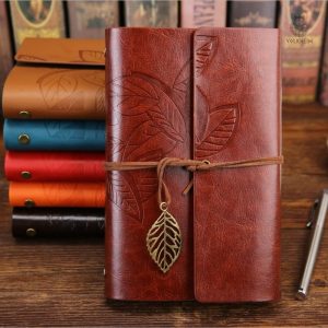 Carnet cuir motif feuille - Collection Médiévale