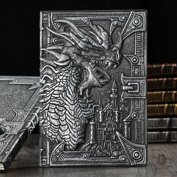 Objet de collection : carnet avec dragon sculpté