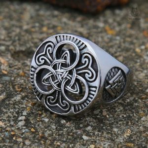 Chevalière Celtique Triquetra en métal stylisé