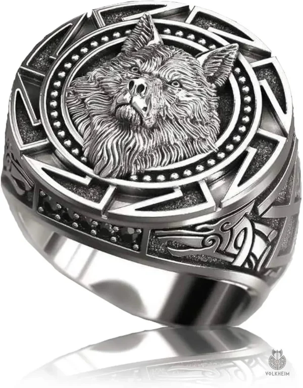 chevaliere-viking-tete-loup-1 Chevalière Viking Tête de Loup en métal poli