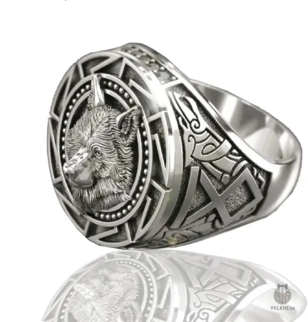 Bijoux Viking avec design de tête de loup détaillé