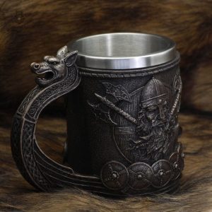 Chope Viking Drakar en métal décoratif