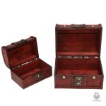 Coffres au trésor de pirate en bois, ensemble de 2 pièces