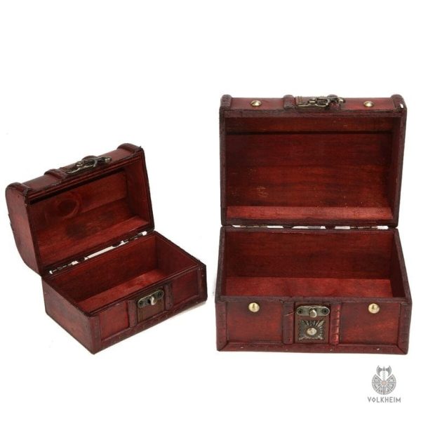 coffres-tresor-pirate-1 Coffres au trésor de pirate en bois, ensemble de 2 pièces