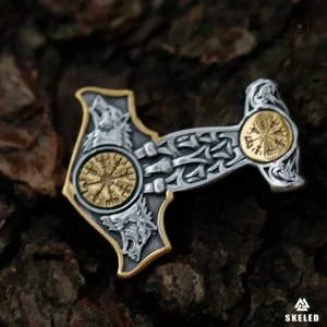 Design unique de collier avec un marteau et Fenrir