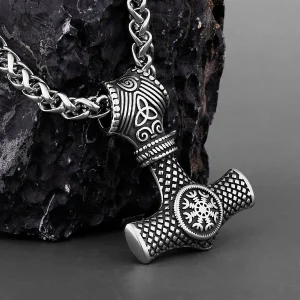 Accessoire avec symbole nordique Vegvisir et marteau