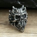 Bague crâne maléfique en métal, design gothique