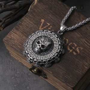 Pendentif Crâne Boussole inspiré de la culture Viking