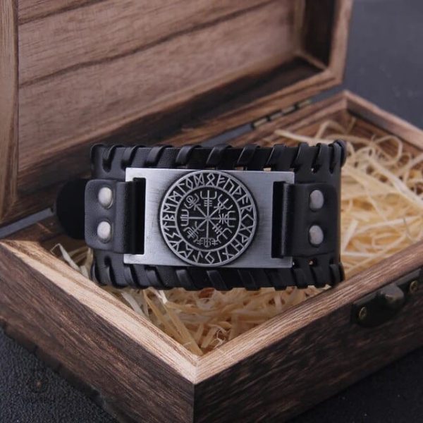 Bracelet viking en cuir pour homme, style nordique unique